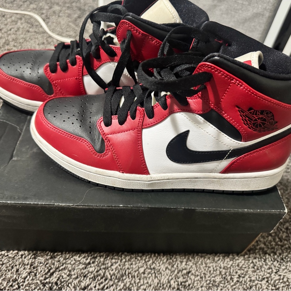 Nike Red and Black Mid-Top Sneakers